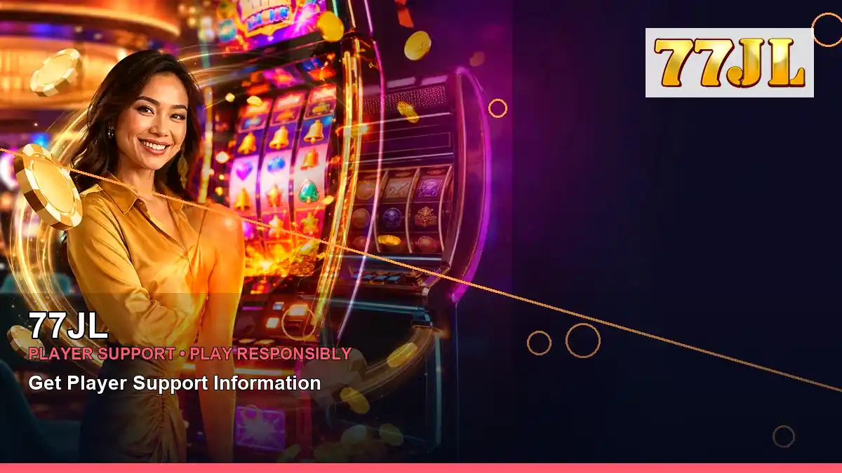 77JL adventure online slot games featuring an adult Filipina casino host with a left-framed composition